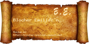 Blocher Emilián névjegykártya